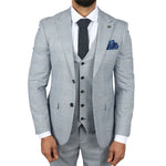 Traje de tres piezas de tweed a cuadros azul claro para hombre de Mark, corte entallado.