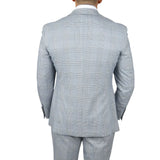 Traje de tres piezas de tweed a cuadros azul claro para hombre de Mark, corte entallado.
