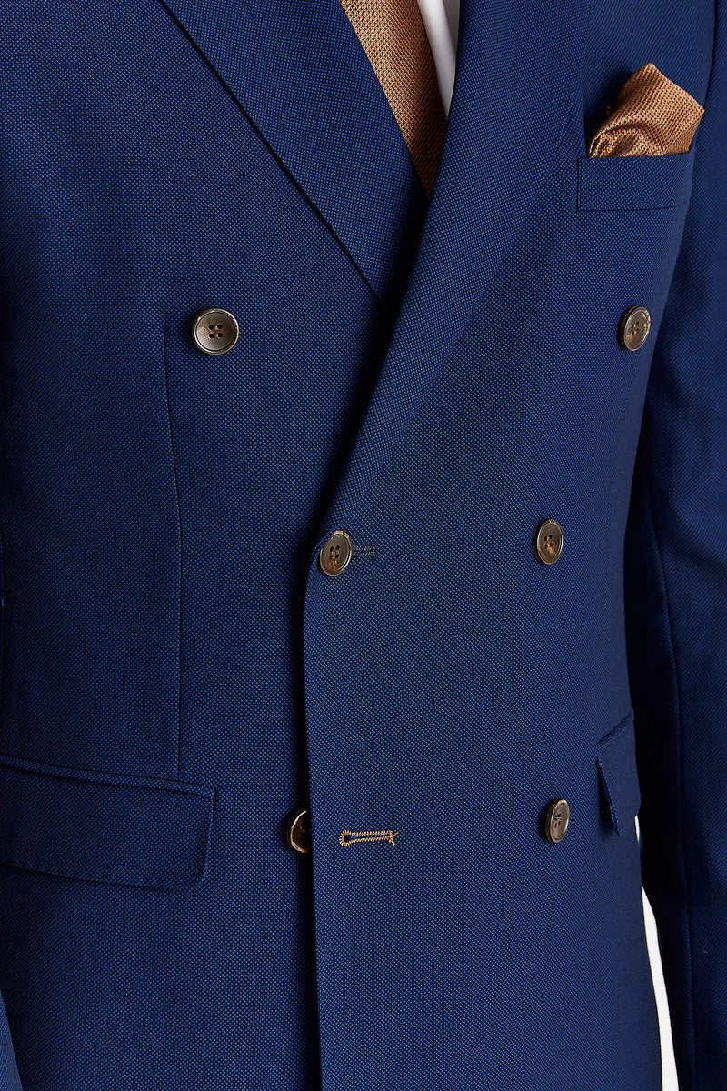 Mayfair - Traje de hombre azul marino de dos piezas con doble botonadura.