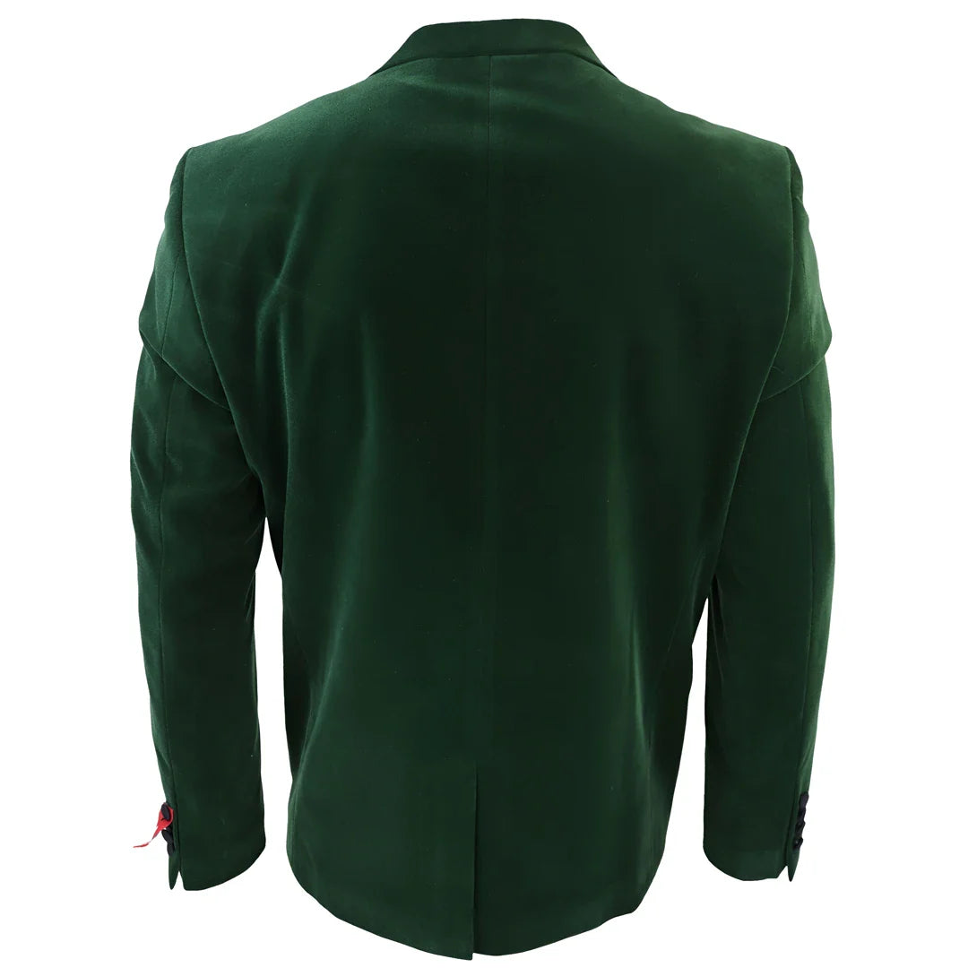 Blazer de esmoquin de terciopelo verde para hombre con solapas de satén, ideal para cenas, bodas y graduaciones. Traje de etiqueta.
