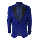 Esmoquin de terciopelo azul marino para hombre con solapas de satén. Ideal para cenas, bodas, graduaciones y eventos formales.