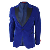 Esmoquin de terciopelo azul marino para hombre con solapas de satén. Ideal para cenas, bodas, graduaciones y eventos formales.