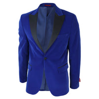 Esmoquin de terciopelo azul marino para hombre con solapas de satén. Ideal para cenas, bodas, graduaciones y eventos formales.