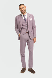 Traje de lino rosa palo para hombre, ideal para el verano.