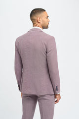 Traje de lino rosa palo para hombre, ideal para el verano.