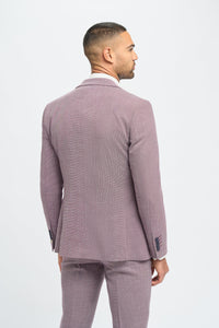 Traje de lino rosa palo para hombre, ideal para el verano.