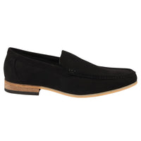 Mocasines de gamuza ligera negra para hombre, sin cordones.