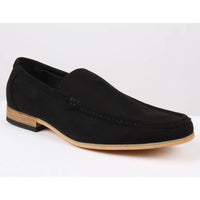Mocasines de gamuza ligera negra para hombre, sin cordones.