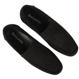 Mocasines de gamuza ligera negra para hombre, sin cordones.