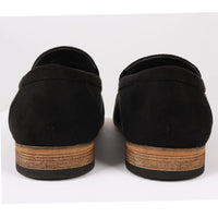 Mocasines de gamuza ligera negra para hombre, sin cordones.