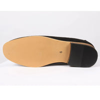 Mocasines de gamuza ligera negra para hombre, sin cordones.