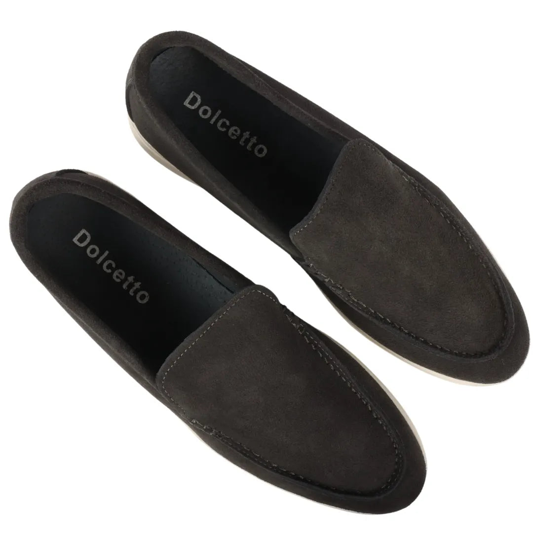 Mocasines negros de ante para hombre, de ajuste cómodo.