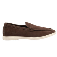 Mocasines de ante marrón para hombre, de ajuste cómodo.