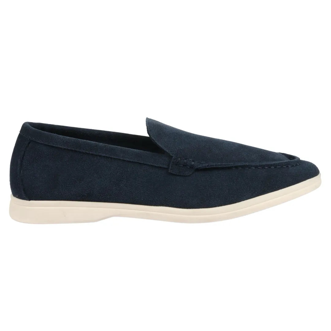 Mocasines de ante azul marino para hombre, de ajuste cómodo.