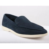 Mocasines de ante azul marino para hombre, de ajuste cómodo.