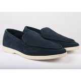 Mocasines de ante azul marino para hombre, de ajuste cómodo.