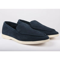 Mocasines de ante azul marino para hombre, de ajuste cómodo.