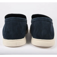 Mocasines de ante azul marino para hombre, de ajuste cómodo.