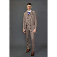Traje de tres piezas ajustado de color marrón para hombre de Nathan