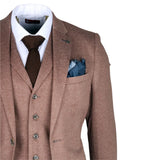 Traje de tres piezas ajustado de color marrón para hombre de Nathan