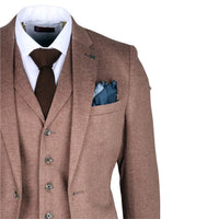 Traje de tres piezas ajustado de color marrón para hombre de Nathan