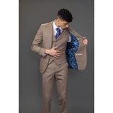 Traje de tres piezas ajustado de color marrón para hombre de Nathan