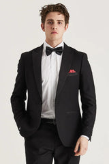 Harry - Blazer de esmoquin negro de doble botonadura para hombre