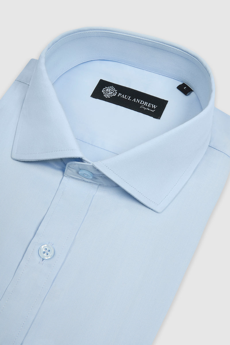 Camisa de vestir clásica para hombre con cuello abierto y puños dobles - Azul