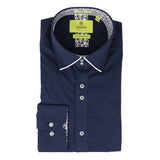 Camisa azul marino de hombre con botones y estampado floral Winchester