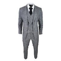 Traje de hombre de 3 piezas, gris y negro, texturizado, corte entallado, ideal para bodas, graduaciones, fiestas y ocasiones formales.