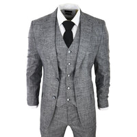 Traje de hombre de 3 piezas, gris y negro, texturizado, corte entallado, ideal para bodas, graduaciones, fiestas y ocasiones formales.