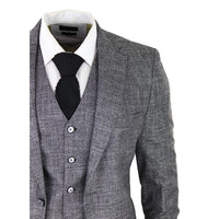 Traje de hombre de 3 piezas, gris y negro, texturizado, corte entallado, ideal para bodas, graduaciones, fiestas y ocasiones formales.