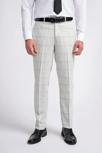 Traje de tres piezas a cuadros gris claro