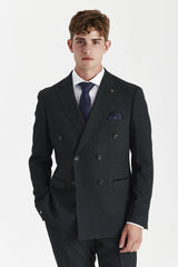 Regent - Traje cruzado de dos piezas verde para hombre