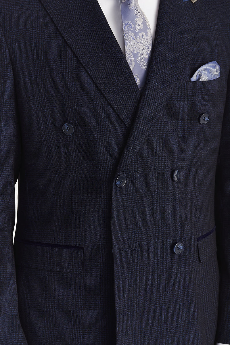Regent - Traje de dos piezas cruzado azul marino para hombre