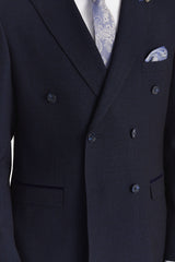 Regent - Traje de dos piezas cruzado azul marino para hombre