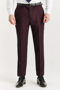Regent - Traje cruzado de dos piezas color burdeos para hombre