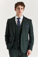 Regent - Traje de tres piezas verde para hombre con estampado Príncipe de Gales.