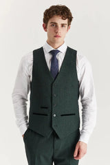 Regent - Traje de tres piezas verde para hombre con estampado Príncipe de Gales.