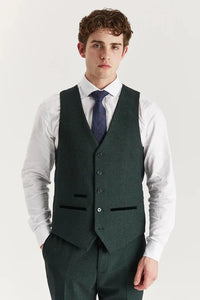 Regent - Traje de tres piezas verde para hombre con estampado Príncipe de Gales.