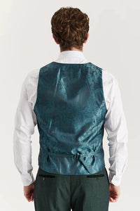 Regent - Traje de tres piezas verde para hombre con estampado Príncipe de Gales.