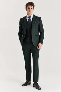Regent - Traje de tres piezas verde para hombre con estampado Príncipe de Gales.