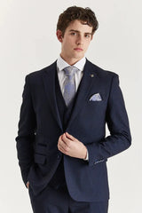 Regent - Traje de tres piezas azul marino a cuadros Príncipe de Gales para hombre