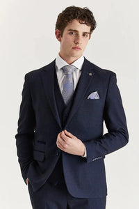 Regent - Traje de tres piezas azul marino a cuadros Príncipe de Gales para hombre