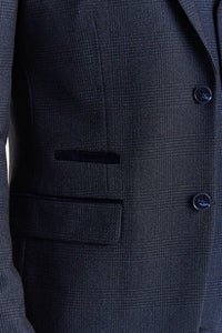 Regent - Traje de tres piezas azul marino a cuadros Príncipe de Gales para hombre