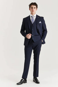 Regent - Traje de tres piezas azul marino a cuadros Príncipe de Gales para hombre
