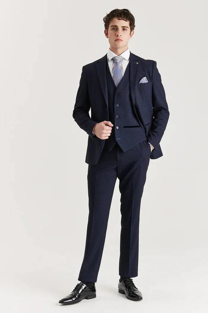 Regent - Traje de tres piezas azul marino a cuadros Príncipe de Gales para hombre