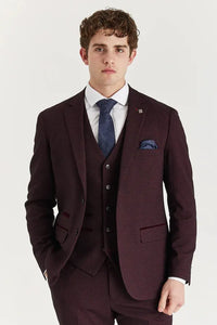 Regent - Traje de tres piezas a cuadros Príncipe de Gales para hombre, color vino.