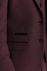 Regent - Traje de tres piezas a cuadros Príncipe de Gales para hombre, color vino.