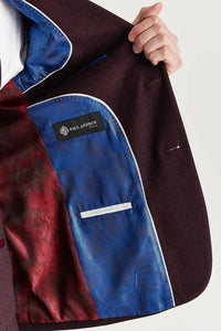 Regent - Traje de tres piezas a cuadros Príncipe de Gales para hombre, color vino.